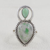 Green Emerald with Green Opal Silver Ring