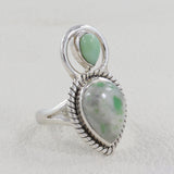 Green Emerald with Green Opal Silver Ring