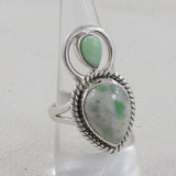 Green Emerald with Green Opal Silver Ring