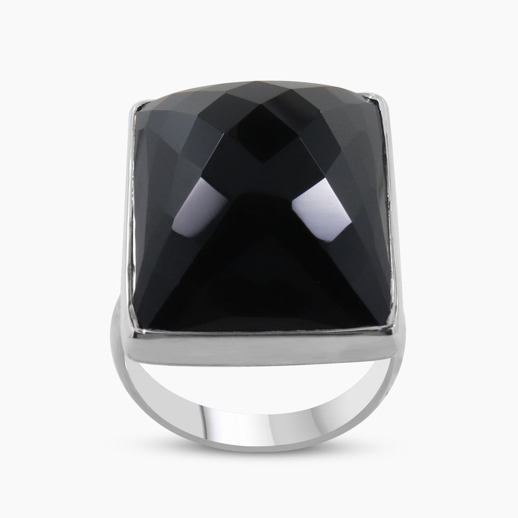 Large Black Onyx Silver Rings