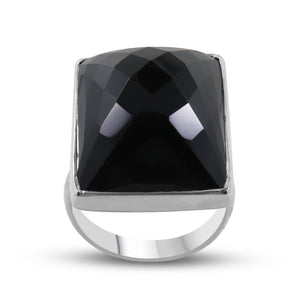 Large Black Onyx Silver Ring