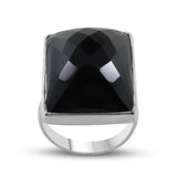 Large Black Onyx Gemstone Silver Ring