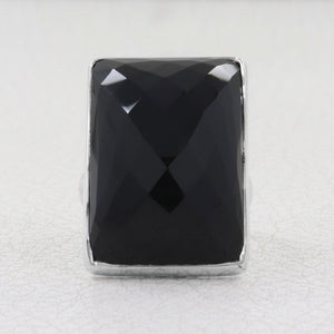 Large Black Onyx Silver Ring