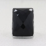 Large Black Onyx Gemstone Silver Ring