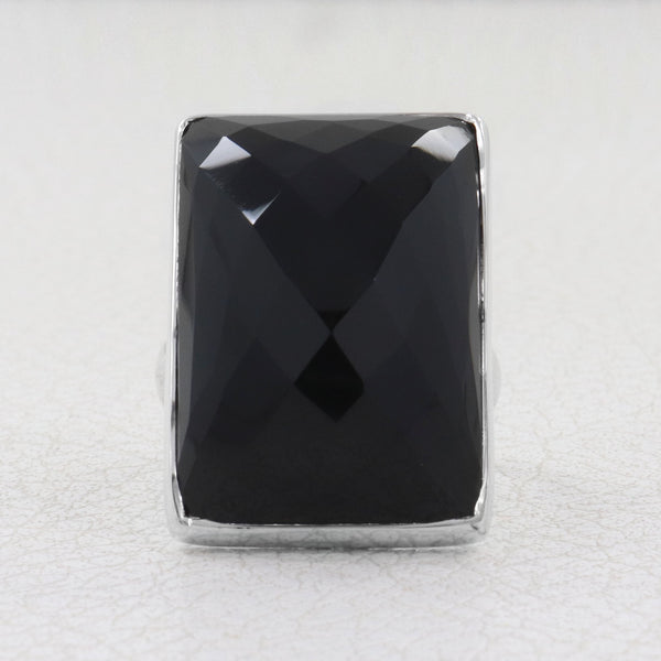 Large Black Onyx Silver Ring