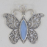 Butterfly Blue Opal Silver Pendant