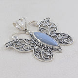 Butterfly Blue Opal Silver Pendant