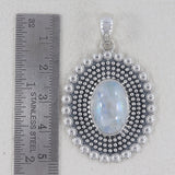 Natural Rainbow Moonstone 925 Silver Pendant