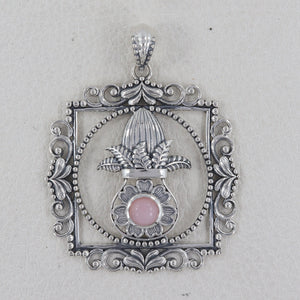 Pink Opal Indian Traditional Kalash Silver Pendant