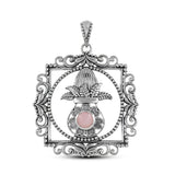 Pink Opal Indian Traditional Kalash Silver Pendant