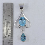 Blue Topaz Gemstone Silver Pendant