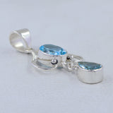 Blue Topaz Gemstone Silver Pendant