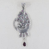 Natural Ruby 925 Sterling Silver Peacock Pendant