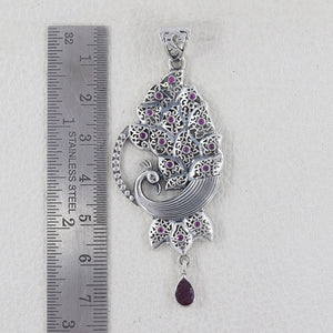 Natural Ruby 925 Silver Peacock Pendants
