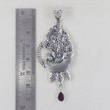 Natural Ruby 925 Sterling Silver Peacock Pendant