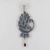 Natural Ruby 925 Sterling Silver Peacock Pendant