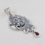 Natural Ruby 925 Sterling Silver Peacock Pendant