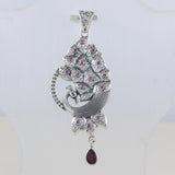 Natural Ruby 925 Sterling Silver Peacock Pendant