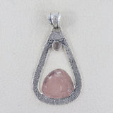 Rose Quartz 925 Sterling Silver Pendant