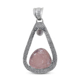 Rose Quartz 925 Sterling Silver Pendant