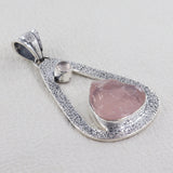 Rose Quartz 925 Sterling Silver Pendant