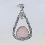 Rose Quartz 925 Sterling Silver Pendant