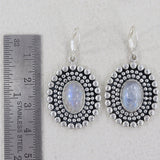 Rainbow Moonstone Silver Earrings