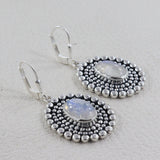 Rainbow Moonstone Silver Earrings