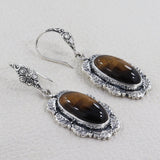 Tiger Eye Silver Earrings