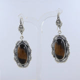 Tiger Eye Silver Earrings