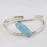 Large Natural Larimar Gemstone Sterling Silver Bangle