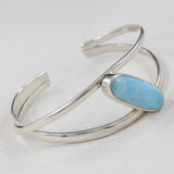 Large Natural Larimar Gemstone Sterling Silver Bangle