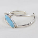 Large Natural Larimar Gemstone Sterling Silver Bangle