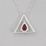 Garnet Silver Minimalist Necklace