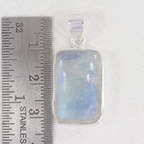 Blue Flashy Rainbow Moonstone Silver Pendant