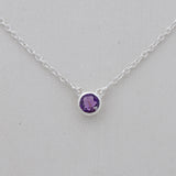 Amethyst Silver Minimalist Necklace