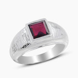 925 Sterling Silver Garnet Men's Rings