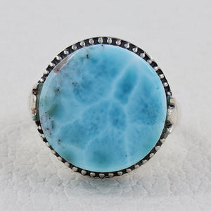 Blue Larimar 925 Sterling Silver Handmade Jewelry Ring
