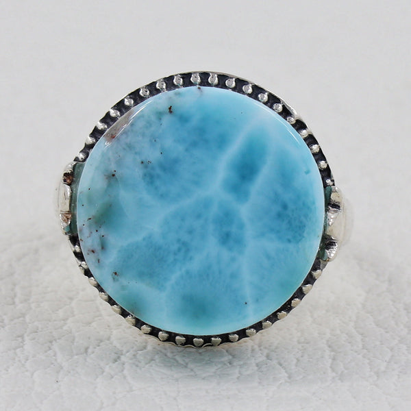 Blue Larimar 925 Sterling Silver Handmade Jewelry Ring