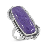 Natural Charoite Gemstone 925 Sterling Silver Ring