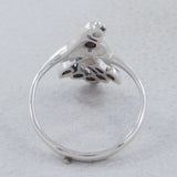 Natural Garnet Gemstone Sterling Silver Peacock Ring