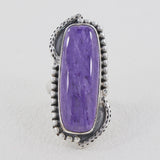 Natural Charoite Gemstone 925 Sterling Silver Ring