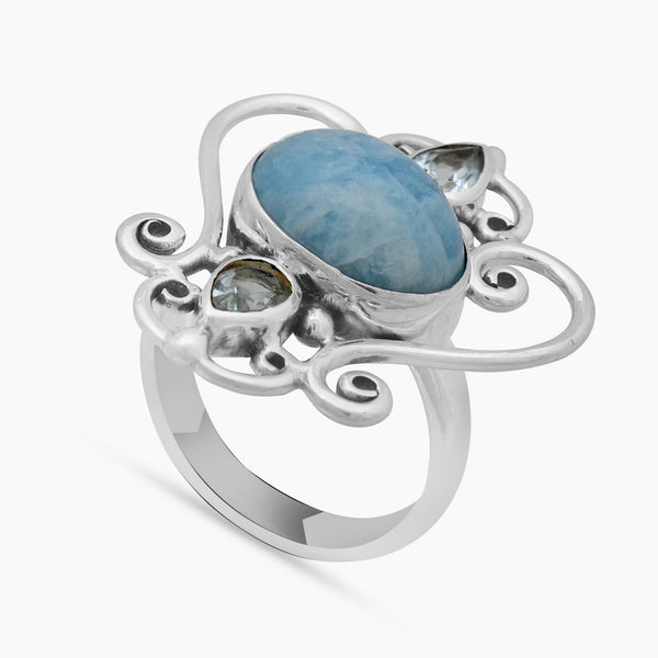 925 Sterling Silver Aquamarine Rings