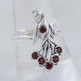 Natural Garnet Gemstone Sterling Silver Peacock Ring