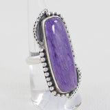 Natural Charoite Gemstone 925 Sterling Silver Ring