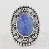 Natural Blue Kyanite Solid 925 Sterling Silver Ring