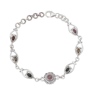 Multicolour Tourmaline Silver Bracelets