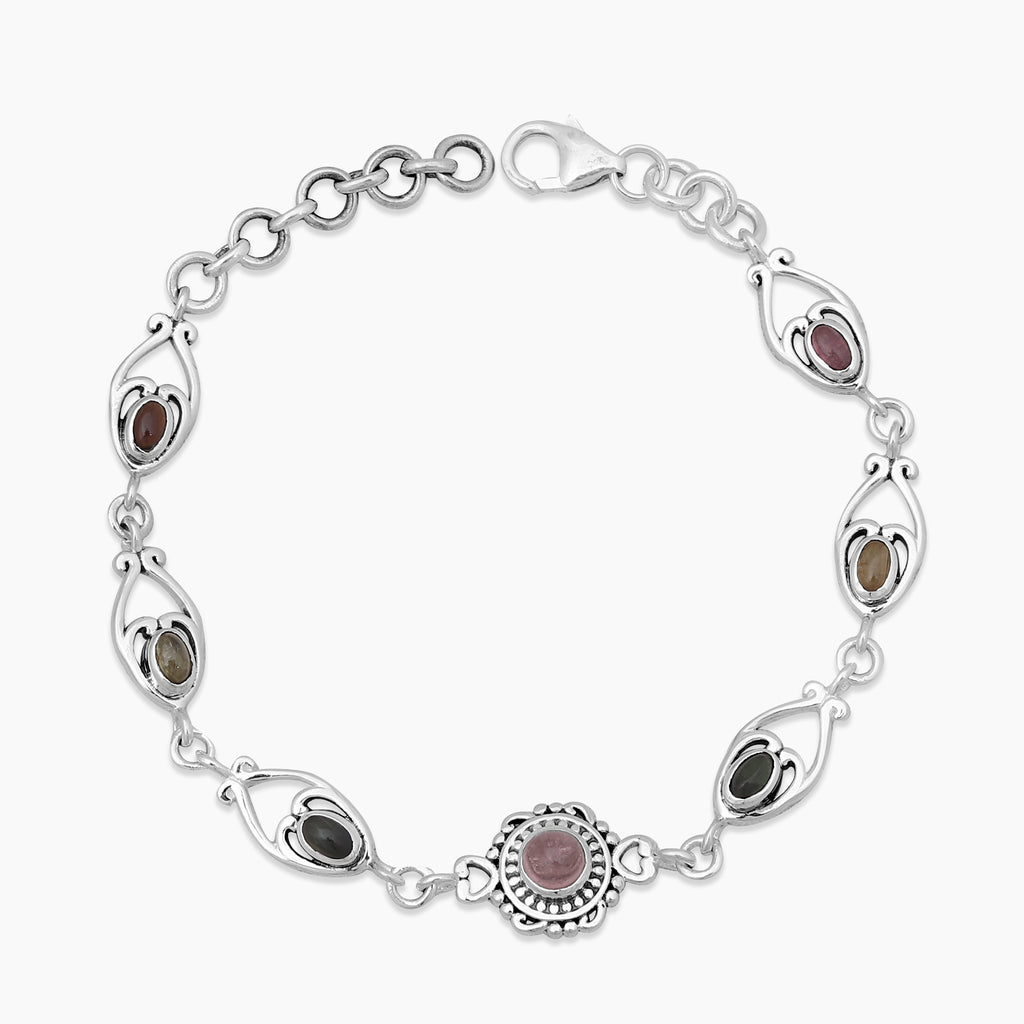Multicolour Tourmaline Silver Bracelets