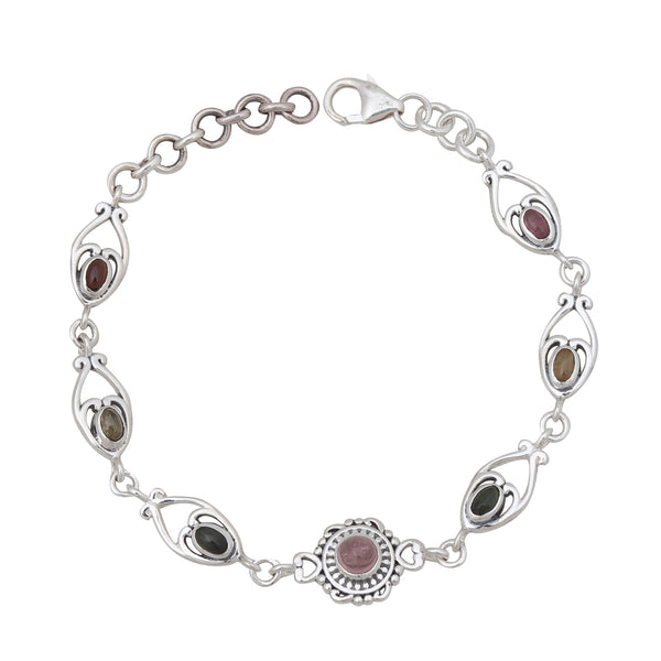 Multicolour Tourmaline Silver Bracelets