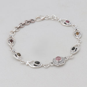 Multicolour Tourmaline Silver Bracelets